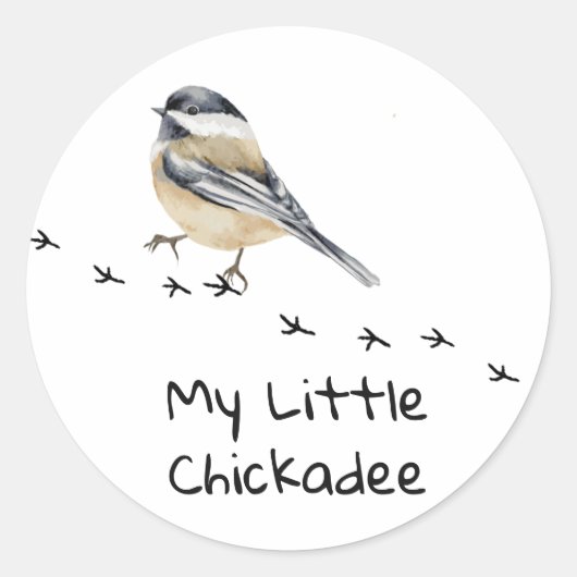 Fun Chickadee Cute Little Bird Tracks Ronde Sticker (Voorkant)