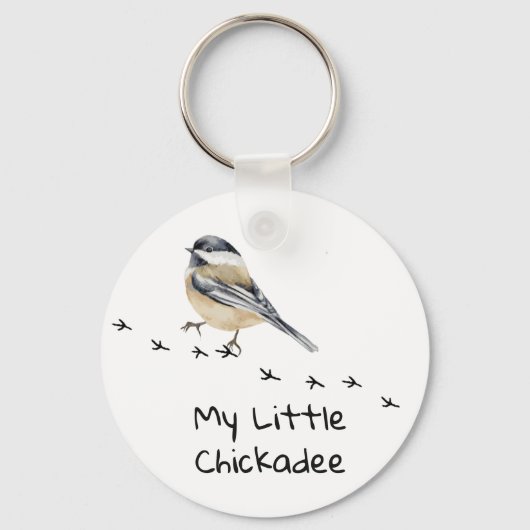 Fun Chickadee Cute Little Bird Tracks Sleutelhange Sleutelhanger (Voorkant)