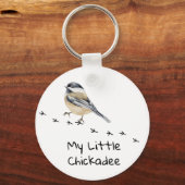 Fun Chickadee Cute Little Bird Tracks Sleutelhange Sleutelhanger (Achterkant)