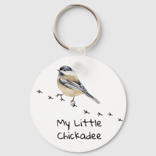 Fun Chickadee Cute Little Bird Tracks Sleutelhanger