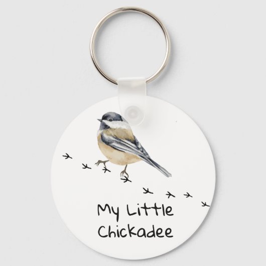 Fun Chickadee Cute Little Bird Tracks Sleutelhanger (Voorkant)