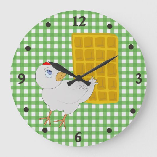 Fun Chicken and Waffle Kitchen Wall Clock Grote Klok (Voorkant)
