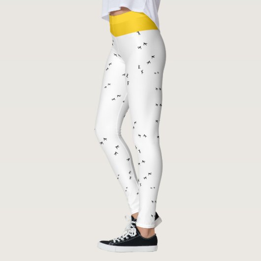 Fun Chicken Be Crazy! Funky Zwart & Wit & Geel Leggings (Links)