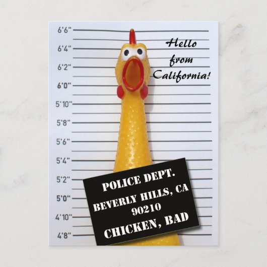 Fun Chicken Beverly Hills Mugshot Briefkaart! Briefkaart (Voorkant)