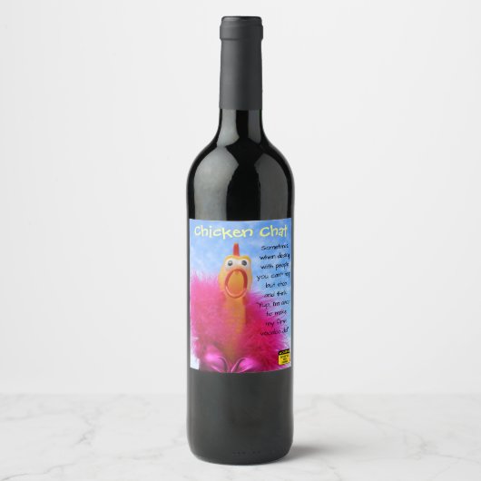 Fun Chicken Chat Wijnlabels! Wijn Etiket (Voorkant)