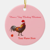 Fun Chicken-kerstgroet Keramisch Ornament (Voorkant)
