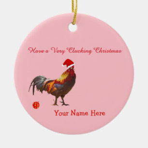 Fun Chicken-kerstgroet Keramisch Ornament