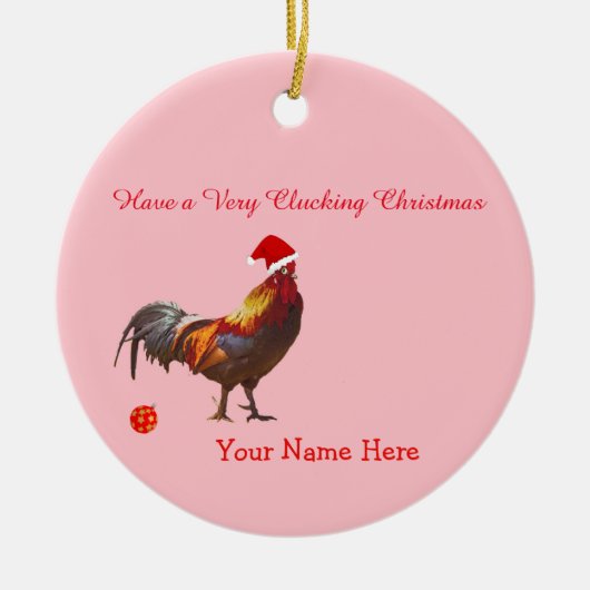 Fun Chicken-kerstgroet Keramisch Ornament (Voorkant)