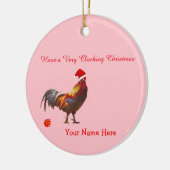 Fun Chicken-kerstgroet Keramisch Ornament (Links)