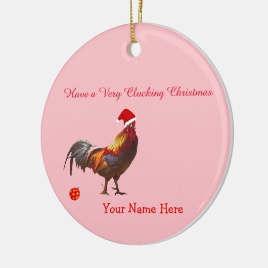 Fun Chicken-kerstgroet Keramisch Ornament (Links)