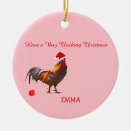 Fun Chicken-kerstgroet Keramisch Ornament