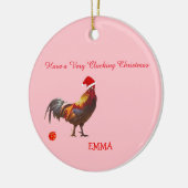 Fun Chicken-kerstgroet Keramisch Ornament (Links)