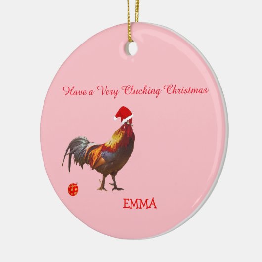 Fun Chicken-kerstgroet Keramisch Ornament (Links)