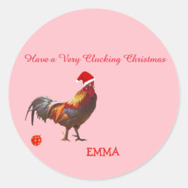 Fun Chicken-kerstgroet Ronde Sticker