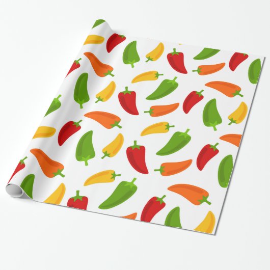 Fun Chili peppers patroon Fiesta party wrap Cadeaupapier (Uitgerold)