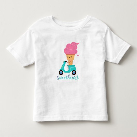 Fun Chill Summer Pink Ice Cream Scooter Lieverd Kinder Shirts (Voorkant)