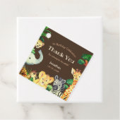 Fun Chocolate Brown Oerwoud Wild Animals Verjaarda Bedankjes Labels (In situ)