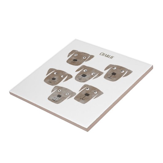 Fun Chocolate Labrador Retriever Dog Aangepaste na Tegeltje (Zijkant)