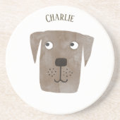 Fun Chocolate Labrador Retriever Dog Aangepaste na Zandsteen Onderzetter (Voorkant)