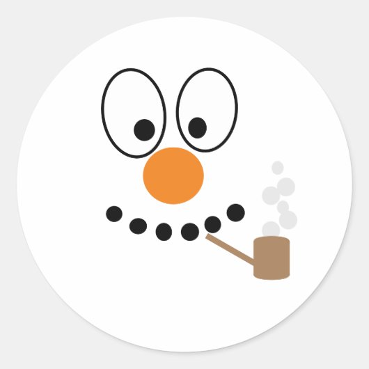 Fun Christmas Cartoon Sneeuwman Ronde Sticker (Voorkant)