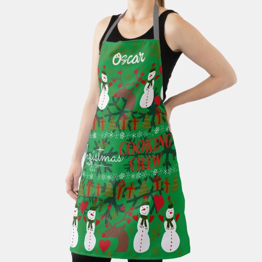 Fun Christmas Cooking Crew bewerkbaar Schort (Insitu)