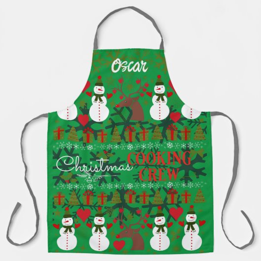 Fun Christmas Cooking Crew bewerkbaar Schort (Voorkant)