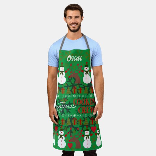 Fun Christmas Cooking Crew bewerkbaar Schort (Gedragen)