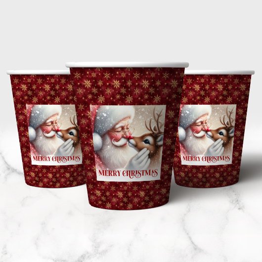 Fun Christmas Cups for Kids Santa and Rudolph Papieren Bekers