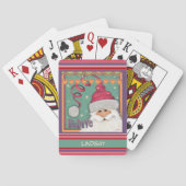 Fun Christmas Custom Naam Roze Santa Inspirativity Pokerkaarten (Achterkant)