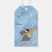 Fun Christmas Dog Sleedling Naar Van Cadeaulabel (Voorkant)