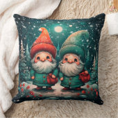 Fun Christmas Gnomes Bos Bij Nacht Rood Groen Kussen (Deken)