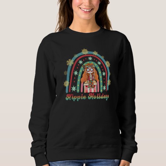 Fun Christmas Have A Hippie Holidays Retro Christm Trui (Voorkant)