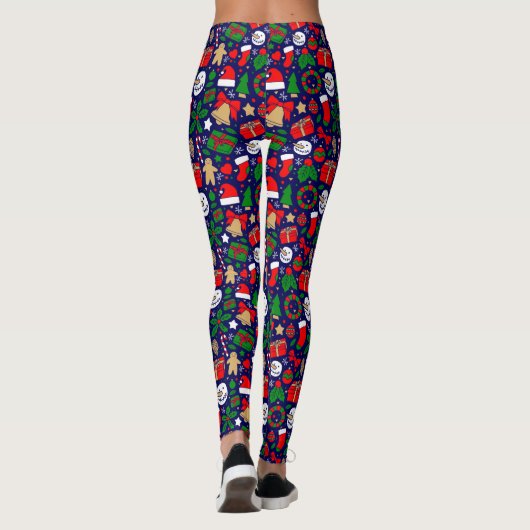 Fun Christmas Icon Pattern Leggings (Achterkant)