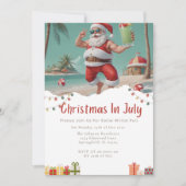 Fun Christmas in July beach Santa Claus Kaart (Voorkant)