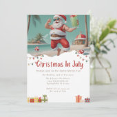 Fun Christmas in July beach Santa Claus Kaart (Staand voorkant)