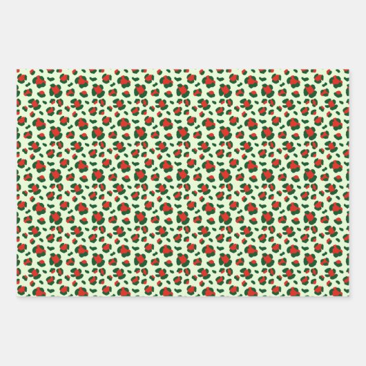Fun Christmas Leopard Print Trio Mix Inpakpapier Vel (Voorkant)