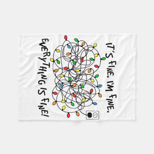 Fun Christmas Lights Its Fine Im Fine Everything I Fleece Deken (Voorkant (Horizontaal))