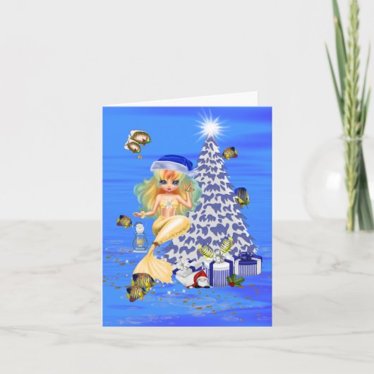 Fun Christmas Mermaid greetings card Kaart (Voorkant)