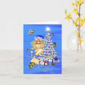 Fun Christmas Mermaid greetings card Kaart (Gele Bloem)