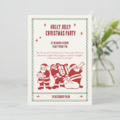 Fun Christmas party invite by Santa Kaart (Staand voorkant)