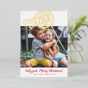 FUN CHRISTMAS PHOTO schattig kinder Stempel Nice L Folie Feestdagenkaart
