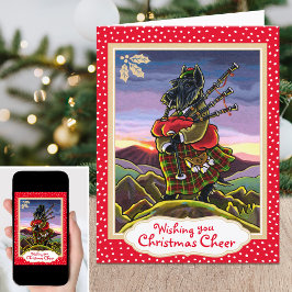 Fun Christmas Scottie doedelzak op maat Notecard Feestdagen Kaart