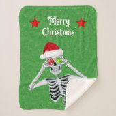Fun Christmas Skeleton Ornament Eyeballs Red Stars Sherpa Deken (Voorkant)
