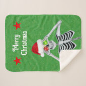Fun Christmas Skeleton Ornament Eyeballs Red Stars Sherpa Deken (Voorkant (horizontaal))