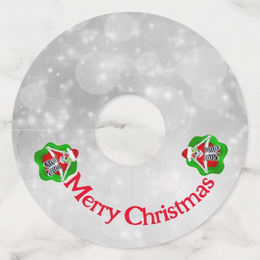 Fun Christmas Skeletons Ornamenten Petten Circles Wijnglaslabel (Voorkant)