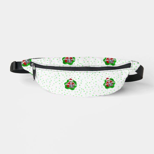 Fun Christmas Skeletons Spatter Shapes Groene Stip Heuptasje (Voorkant)