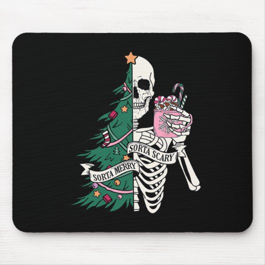 Fun Christmas Sorta Merry Sorta Scary Skeleton XMA Muismat (Voorkant)