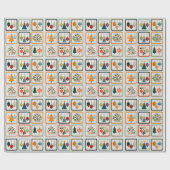 Fun Christmas Tree Pattern Grid Art Cadeaupapier (Vlak)