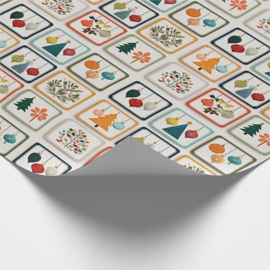 Fun Christmas Tree Pattern Grid Art Cadeaupapier (Hoek)