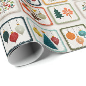 Fun Christmas Tree Pattern Grid Art Cadeaupapier (Rol Hoek)